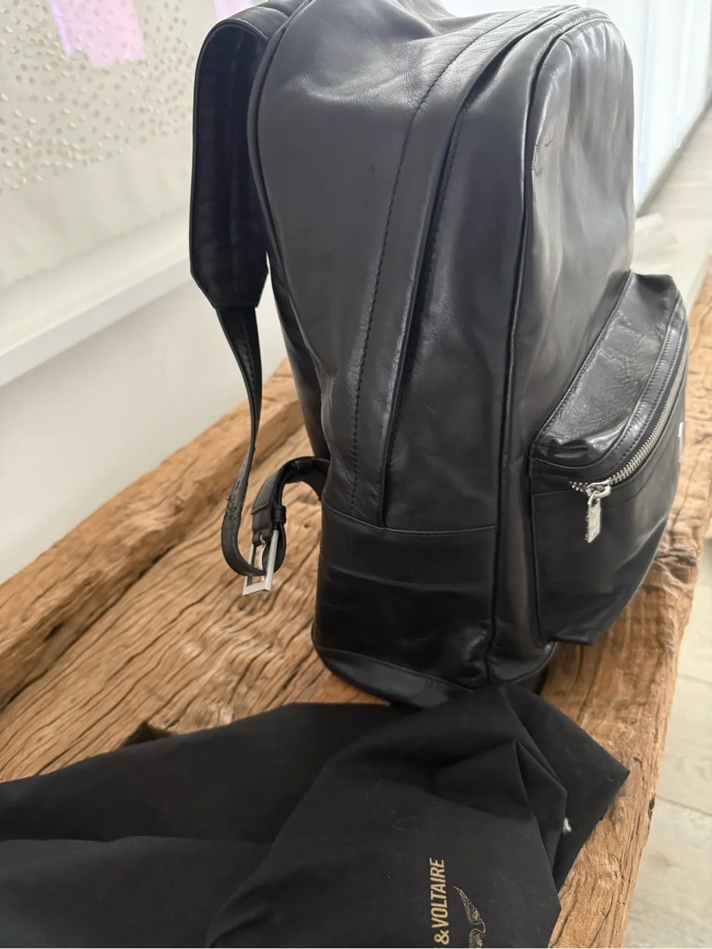 ZADIG&VOLTAIRE Black Leather Backpack - Sleek Everyday Carry